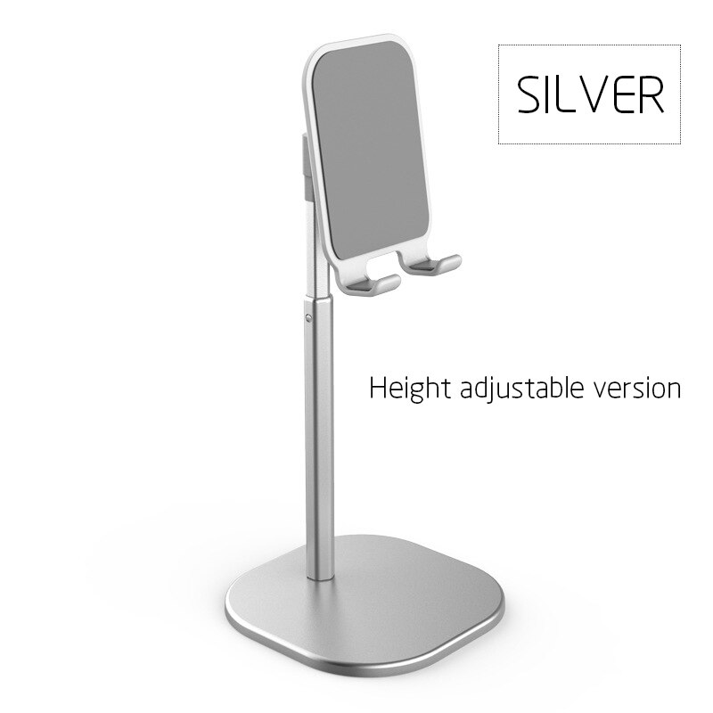 Z04-Soporte de escritorio para teléfono y tableta, soporte Universal telescópico de Metal, ángulo de altura ajustable, en vivo: Z04-Adjust-Silver