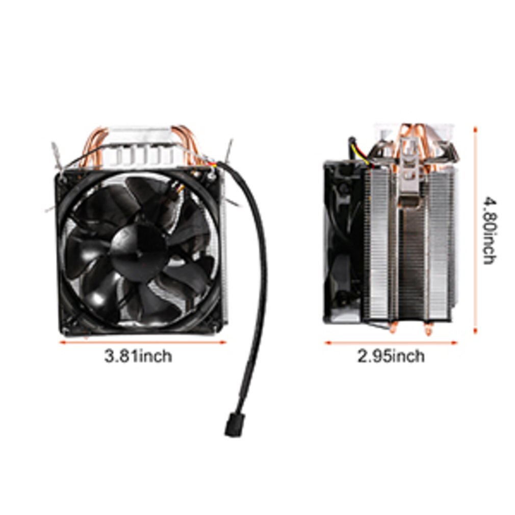 Chassis Radiator CPU Cooler Hydraulic Mute Silent Fan Thickened Aluminum Heat Sink Fireproof Wire for Computer Black F2