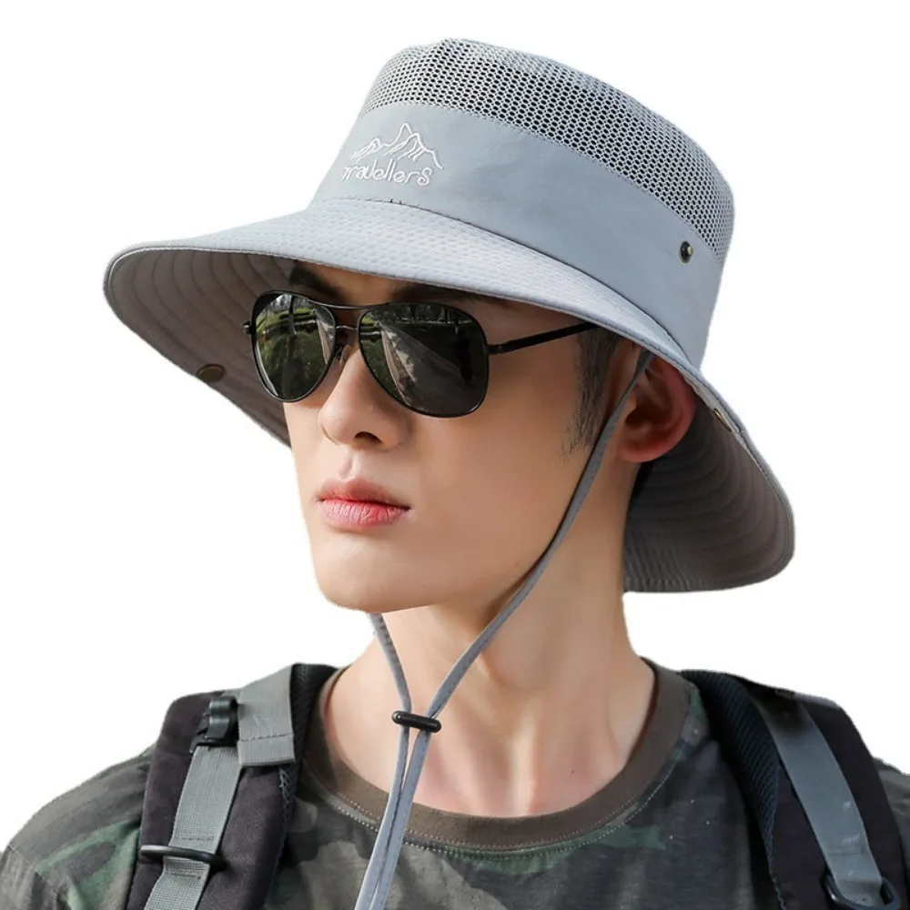 Chapeaux pour hommes et femmes Chapeau de pêche portable – Chapeau de soleil en maille respirante pour l'extérieur, la randonnée et la protection UV Léger pliable