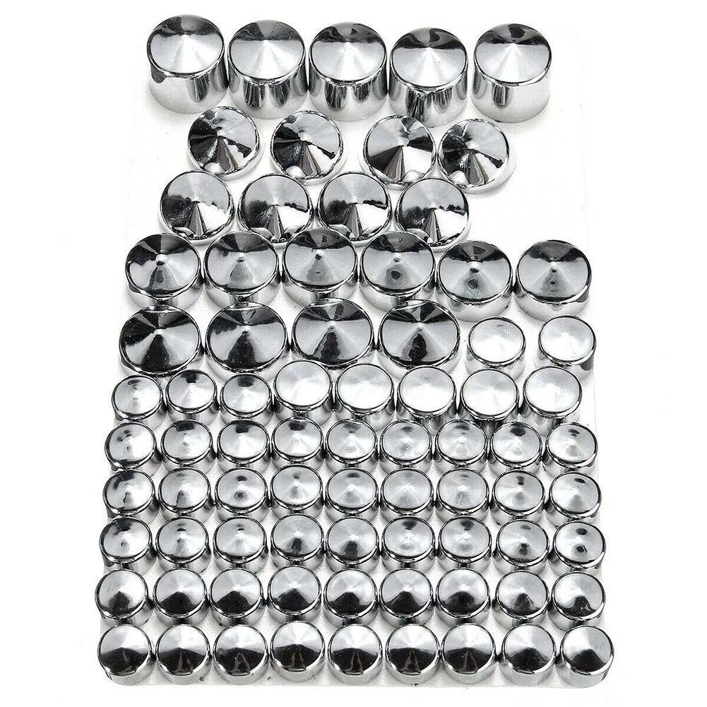 76Pcs/Set Motorcycle Screw Nut Bolt Cap Cover Kit Chrome Bolt Caps Topper Cover