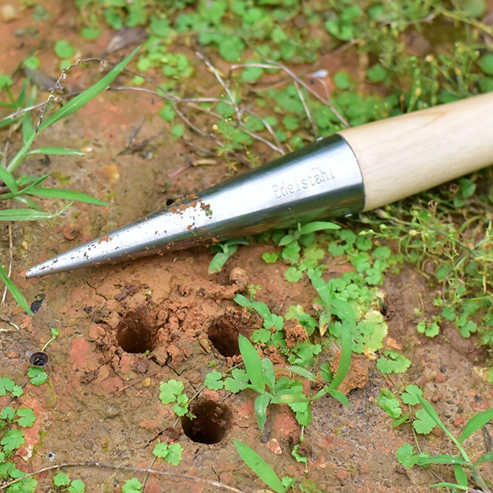 Tools Practical Hole Punch Wood Handle Plant Loosen Soil Migration Stainless Steel Cultivation Outdoor Sow Dibber Durable