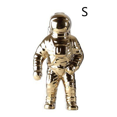 florero de cerámica escultura astronauta robot cohete hombre espacial estatua cosmonógrafo decoración del hogar para decoración de mesa artesanal: gold S