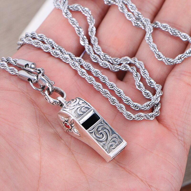 Sifflet collier, argent pur, pour sauveteur, urgence, survie, nouveauté 925