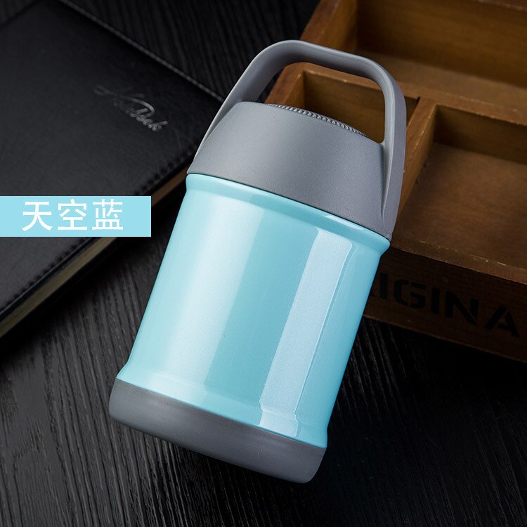 550ML Double Stainless Steel Thermos Food Soup Containers Large Capacity Vacuum Flasks Portable Lunch Bento Box: HA114-blue