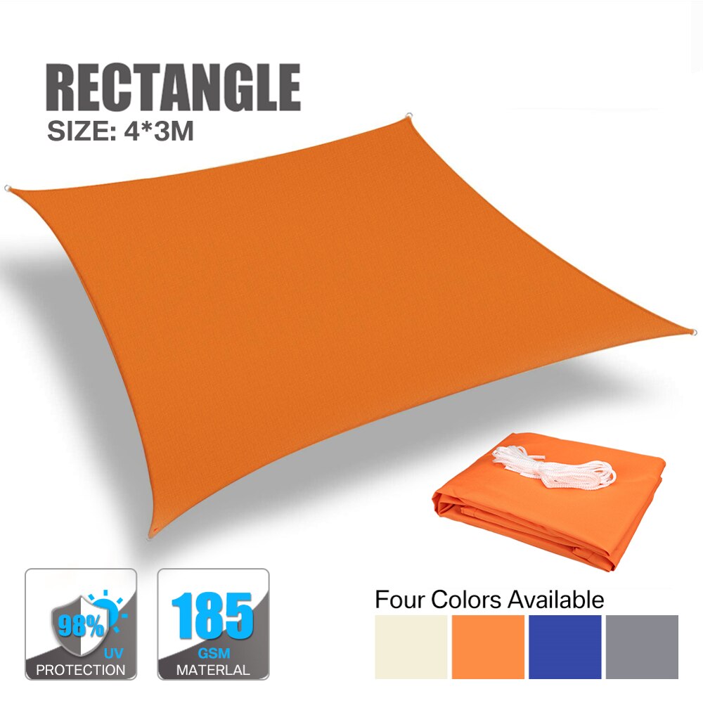 280GSM Sun Shade Sail Awning 4x3M Rectangle Canopy Sand Cover For Patio Outdoor Backyard Garden Playground: Orange 4x3M