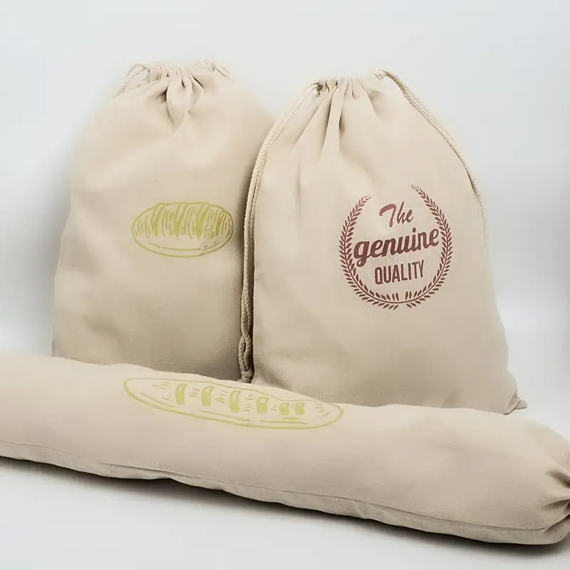 WEEDI 4 Pack Reusable Linen Bread Bag for Drawstring Fresh Keeping Eco Friendly Baguette Bread Bags Reusable Food Storage Bags