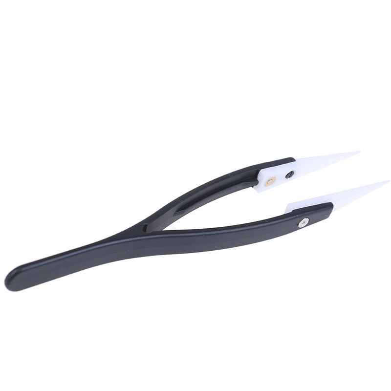 Pinza de plástico con punta de cerámica antiácido, punta de punta fina con resistencia al calor, 1x10mm