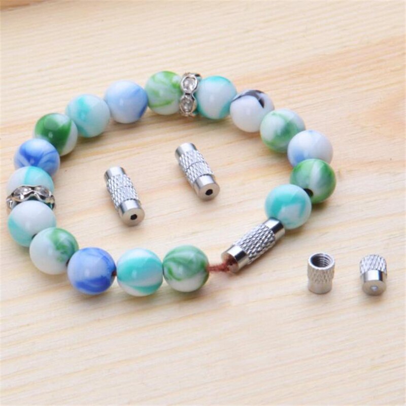 20pcs 12x4mm Brass Screw Clasps Barrel Clasps Cord End Caps Jewelry End Tips Connectors for Bracelet Necklace Making Accessories