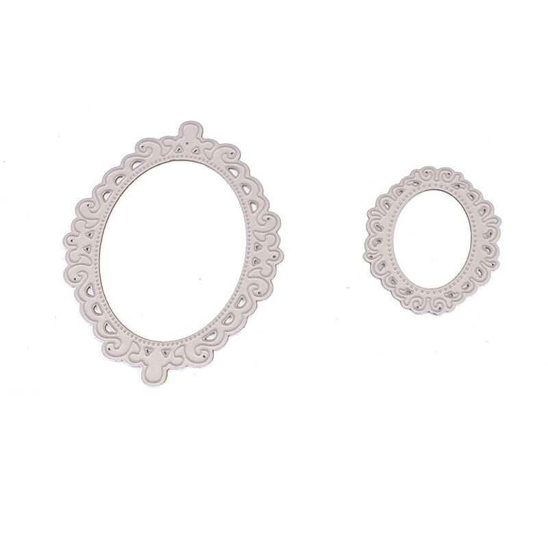 2pcs/Set Oval Frame Metal Cutting Dies Stencils for DIY Scrapbooking Wedding Photo Album Cards Decorative Embossing Craft Dies
