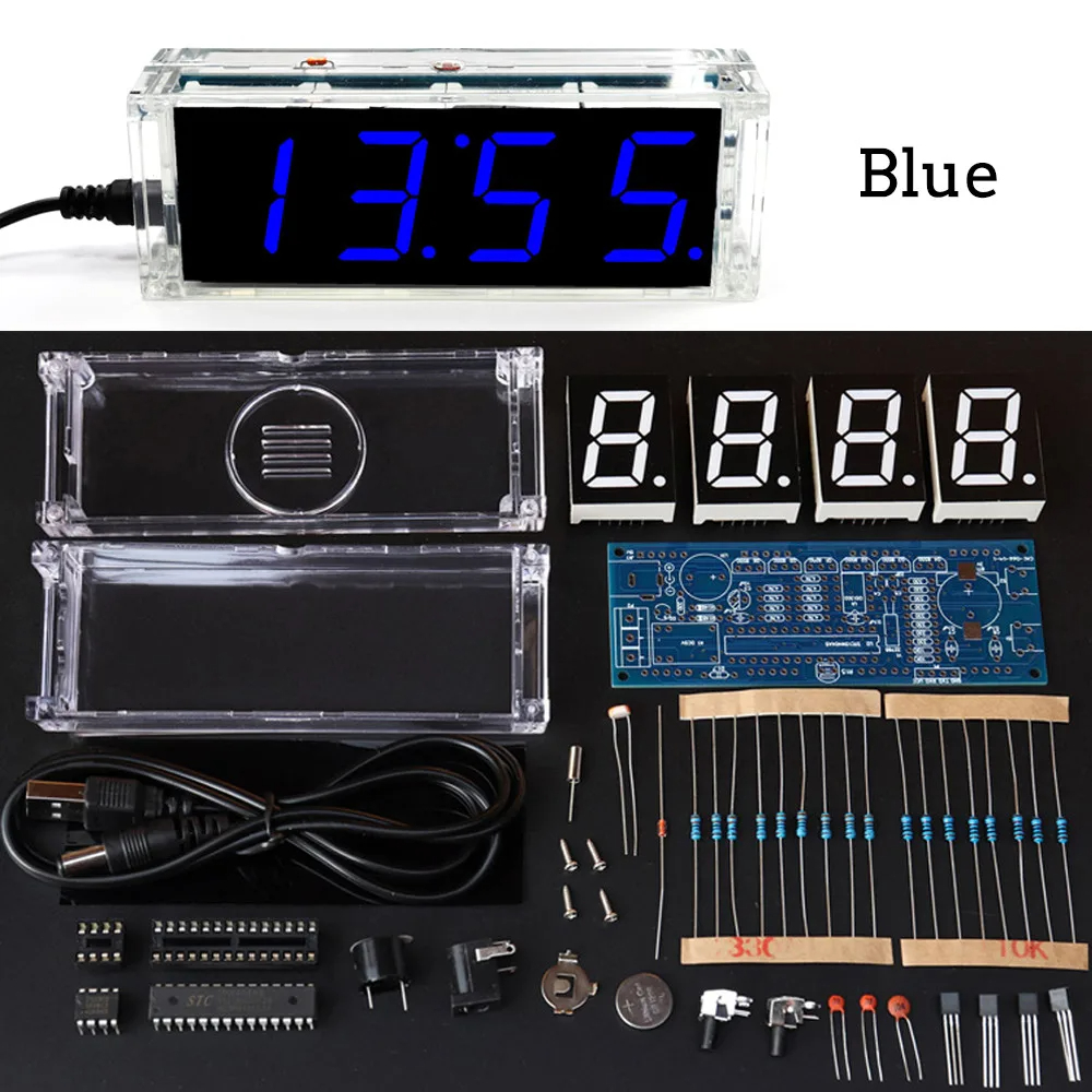 DIY Electronic Kit DIY Clock Kit Digital Tube Display Date Week Temperature Alarm DS1302 Chip Soldering Project Learning: Gold
