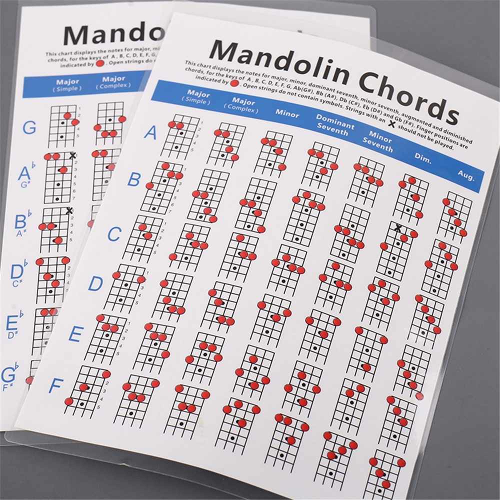 Mandolin Fretboard and Chord Chart Instructional Poster Fingering Chart Musical Stringed Instruments Accessories