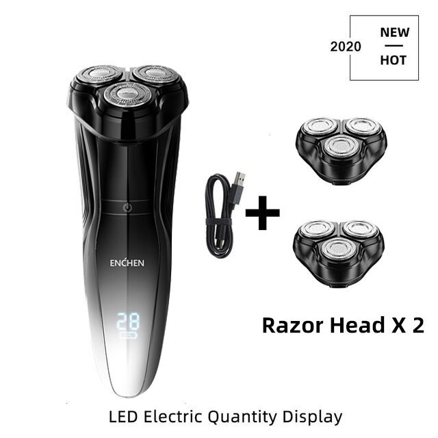 Enchen Electric Shaver Men's Razor Beard Machine LED display Portable Dry Wet Beard Trimmer Rechargeable 3 head shaving machine: Gentleman 5S set2