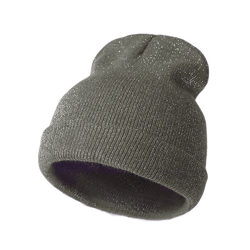 Arrivals Shiny Knit Hat Beanies Winter Cap For Women Men Headgear Hip Hop Beanie Skullies Balaclava Baggy Hedging Cap: Green