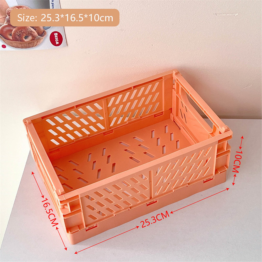 Faltbare Aufbewahrungskiste aus Kunststoff, zusammenklappbarer Boxkorb, stapelbar, niedlicher machen-hoch-Schmuck, Spielzeugboxen für Aufbewahrungsbox, Organizer, tragbar: Rosa