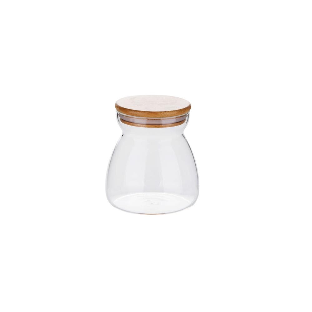 OTHERHOUSE Kitchen Storage Containers Transparent Glass Food Storage Jar Bottle Wood Plug Cereal Container Kitchen Organizer: 600ml