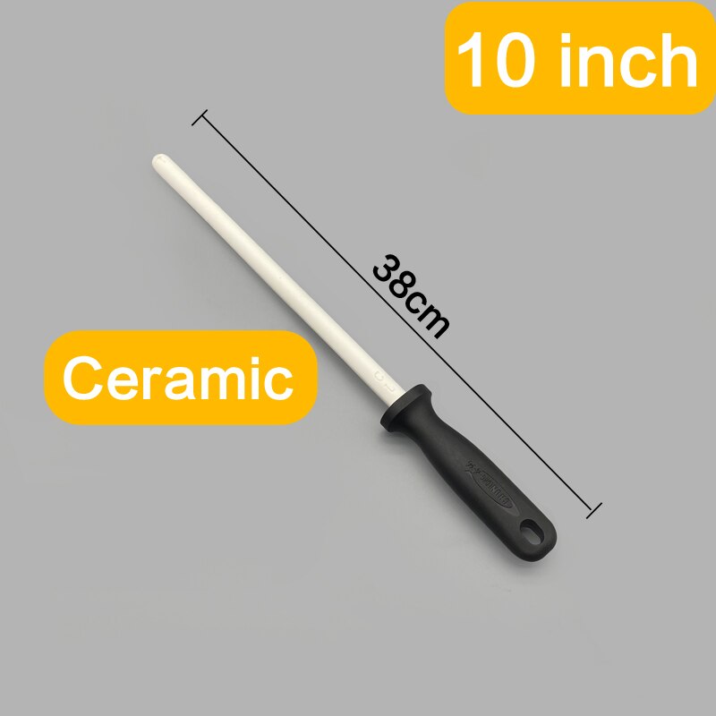 RISAM Kitchen tool sharpening stick white High-performance ceramic material 6 "8" 10 "12" hand-held sharpening rod: 10 inch