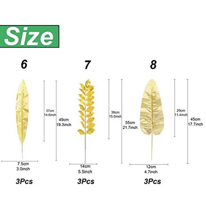 24 stk kunstige blade guldpalme blade gyldne tropiske planter palme blade til bryllup hjem diy dekorationer forsyninger