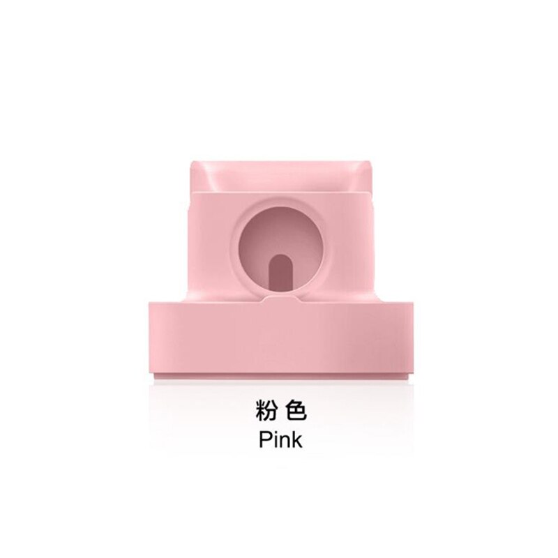 2 in1 silikone oplader holder til apple watch/iphone/airpods 1 2 ladestation hurtig oplader induktion dock iphone tilbehør: Lyserød