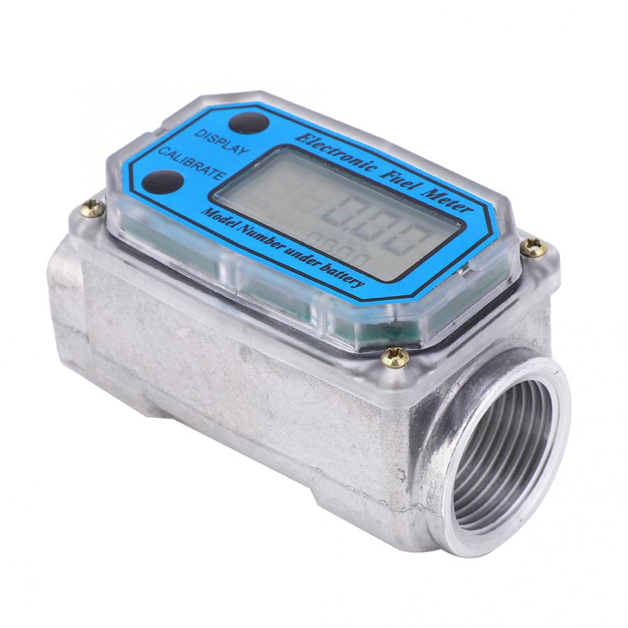 Mini Digital Turbine Flowmeter 15-120L Fuel Flow Tester NPT Indicator Sensor Counter Liquid Water Flow Measure Tools
