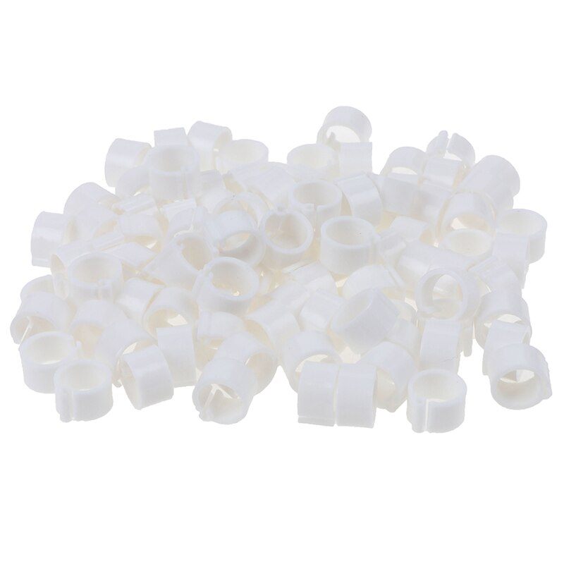 100 stk / parti indre diameter 8mm duer ben fjerkræ due fugle papegøje klip ringe: Hvid
