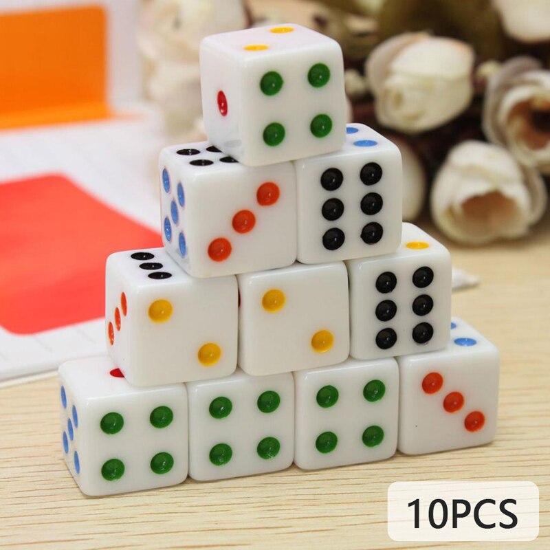 10 stücke Acryl Würfel 6 Seitige Würfel 16mm Digitale Zahl Oder Punkt Würfel Runde Coener Für Kind Spielzeug Bord spiele HEIßER
