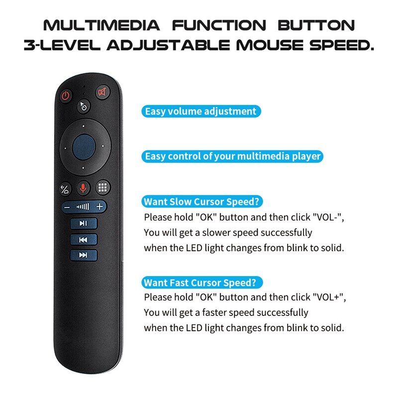 Wireless Fly Air Mouse Gyroscope 2.4G Smart Voice Remote Control for Android TV Box