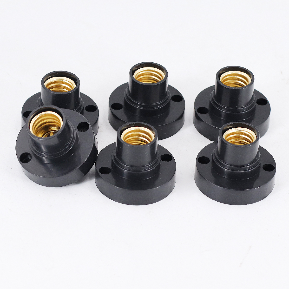 10 Uds. Base de tornillo de lámpara E14 casquillo de lámpara de bombilla de plástico redondo, soporte de Base de tornillo de bombilla, adaptador de soporte de casquillo de tornillo (negro)
