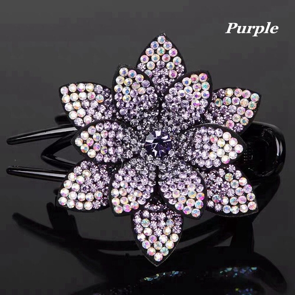 Épingle à cheveux en cristal pour femmes, pince à cheveux en forme de bec de canard avec strass, bijoux de coiffure pour filles, outils de coiffure,: Purple1