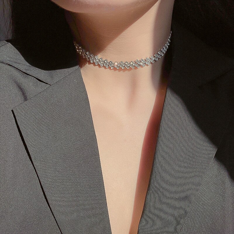 Luxury Full Rhinestones Chokers Collar Trendy Clavicle Chain Girl Choker Charm Jewelry For Women kolye