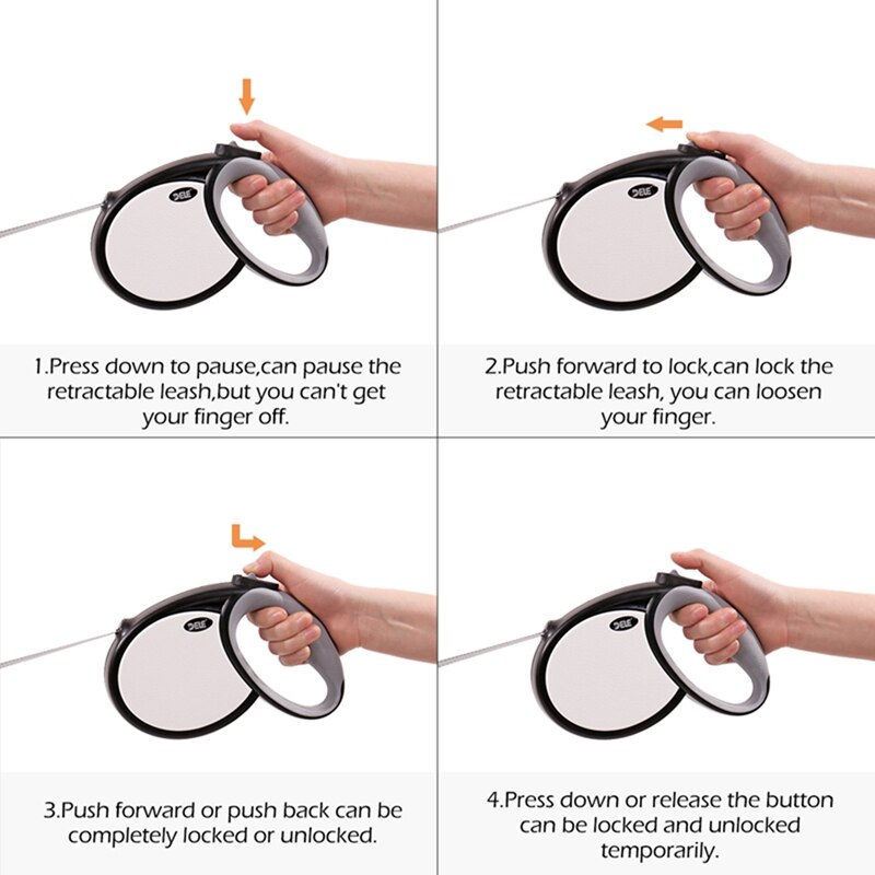 Hondenriem met trekkoord, automatische hondenriem met reflecterende strip, uittrekbare hondenriem met 5/7m automatische abs/tpr-riemen, hondenriem met reflecterende strip, hondenriem met lint