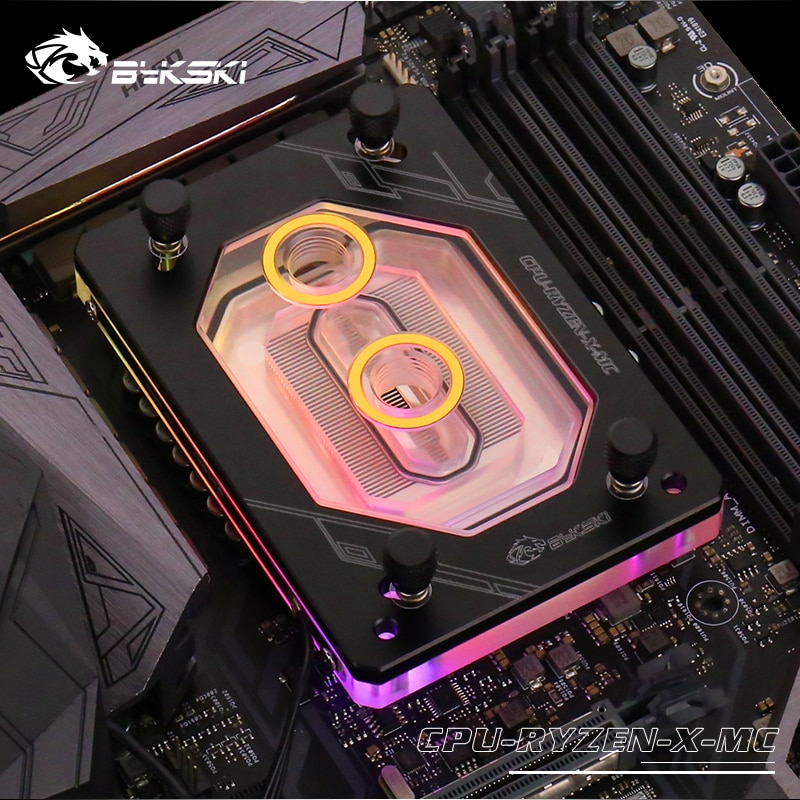 Bykski CPU-RYZEN-X-MC RGB LED CPU Wasser Kühl Block für AMD bin2 bin3 bin4 TR4 Schwarz