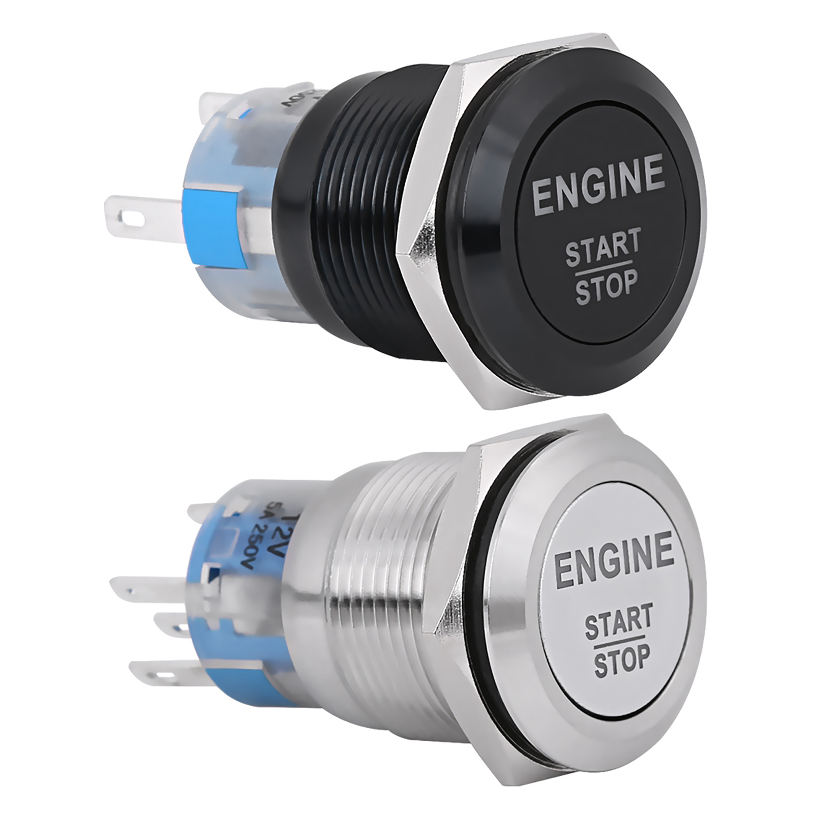 Interruptor de arranque de motor de coche, botón de arranque de motor de coche, LED blanco, 12V