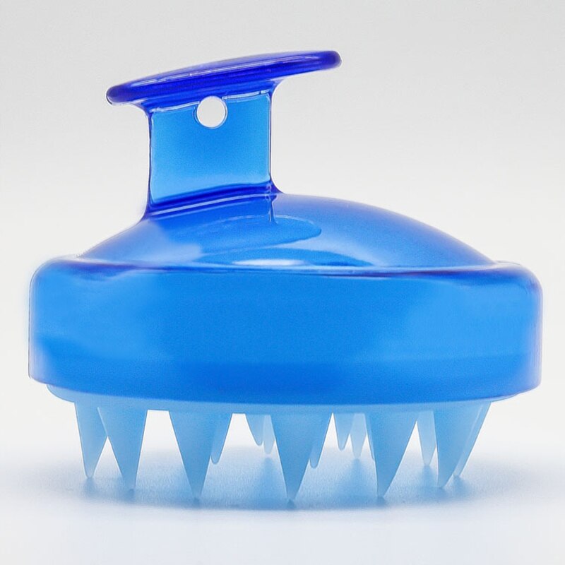 1 pièces Silicone cuir chevelu brosse de Massage couleur unie portable shampooing Massage peigne brosse multifonctionnel salle de bain accessoires: transparent blue