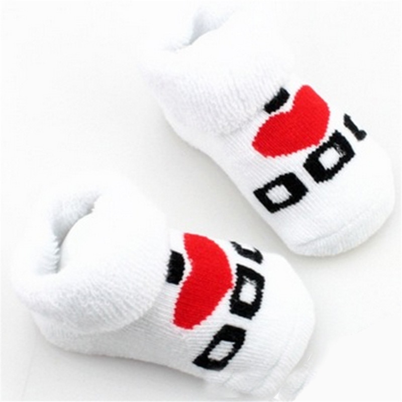 100% cotton Baby socks rubber slip-resistant floor socks love dad love mum cartoon kids socks