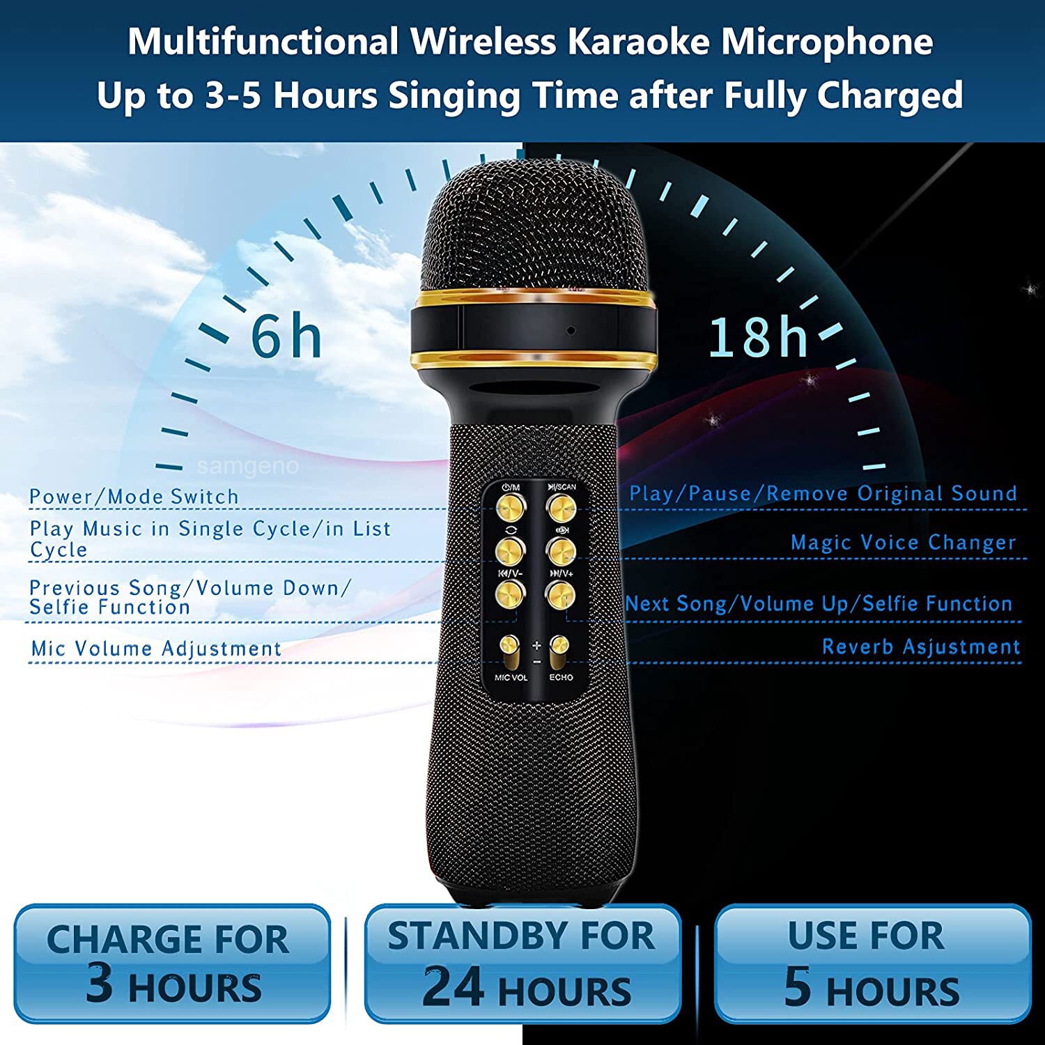 Microphone karaoké sans fil Bluetooth, 7 en 1, Portable, haut-parleur, pour fête à domicile, pour tous les Smartphones