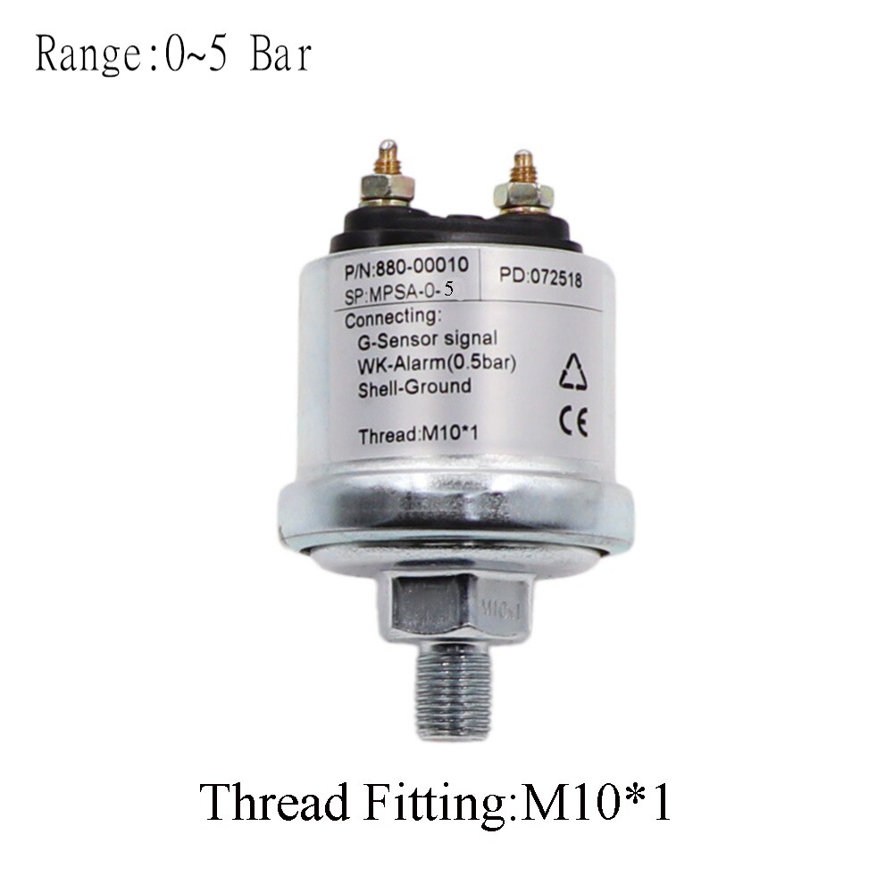 Engine Oil Pressure Sensor with Measuring Range 0~5 Bar /0~10 Bar fit for Car Boat Oil Pressure Gauge Sender M10 &amp; NPT-1/8: 5 Bar M10-1