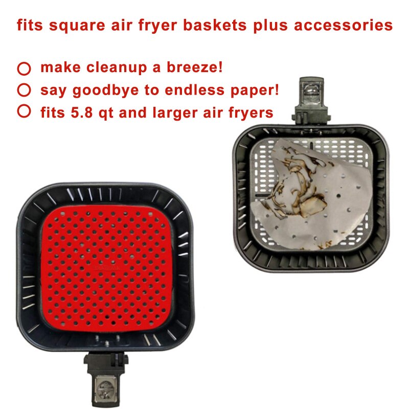 Reusable Air Fryer Liners Round Square Non-Stick Food Grade Silicone Basket Mats For Cosori NuWave Dash Cooking Kitchen Tool