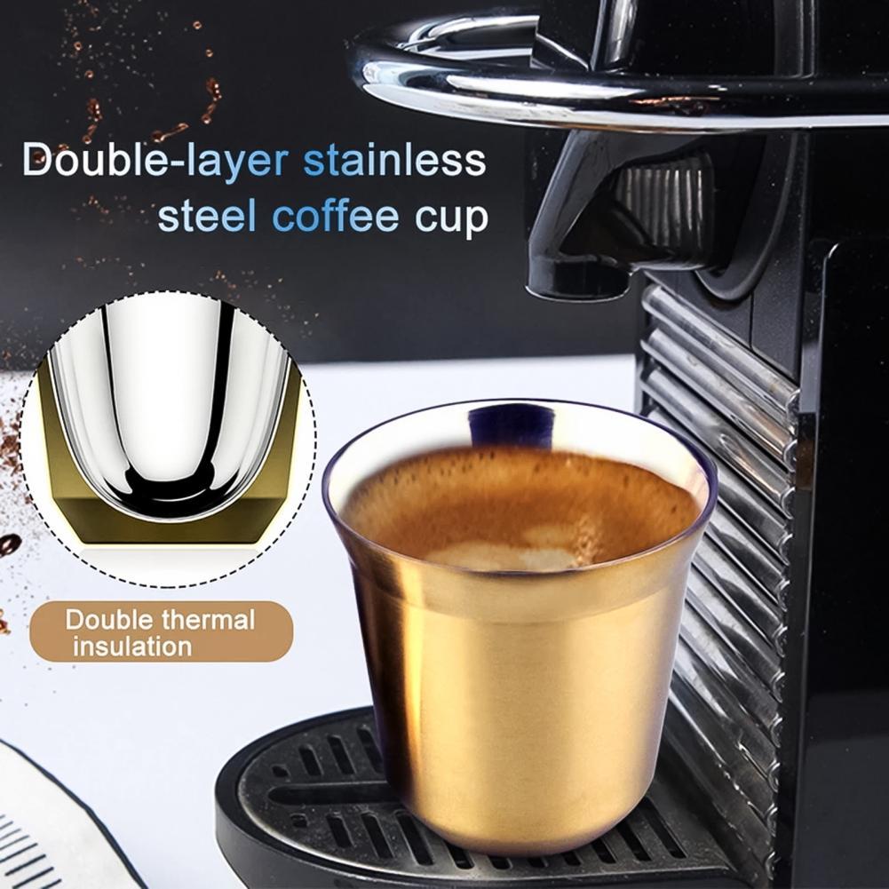 80Ml Melk Capsule Mok Double Wall Rvs Espresso Geïsoleerde Kopje Koffie Capsule Mok Koffie Cup Voor Huis Bar
