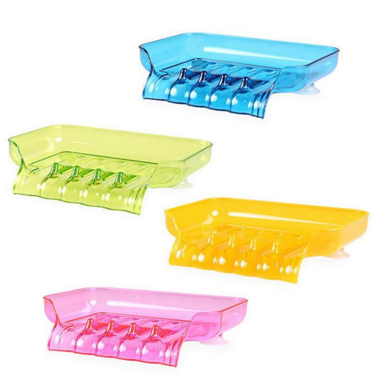 Candy-colored Drainage Waterfall Soap Box Suction Cup Water Drain Dish Soap Dish Sponge Holder For Bathroom Kitchen Tool