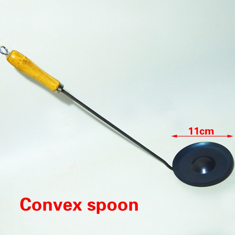 Cuillère à friture pour beignets, huile, Baba, cuillère en fer Durable, Portable, fer à la main, antiadhésif, louche, Wok, spatule pour aliments: 11cm Convex spoon