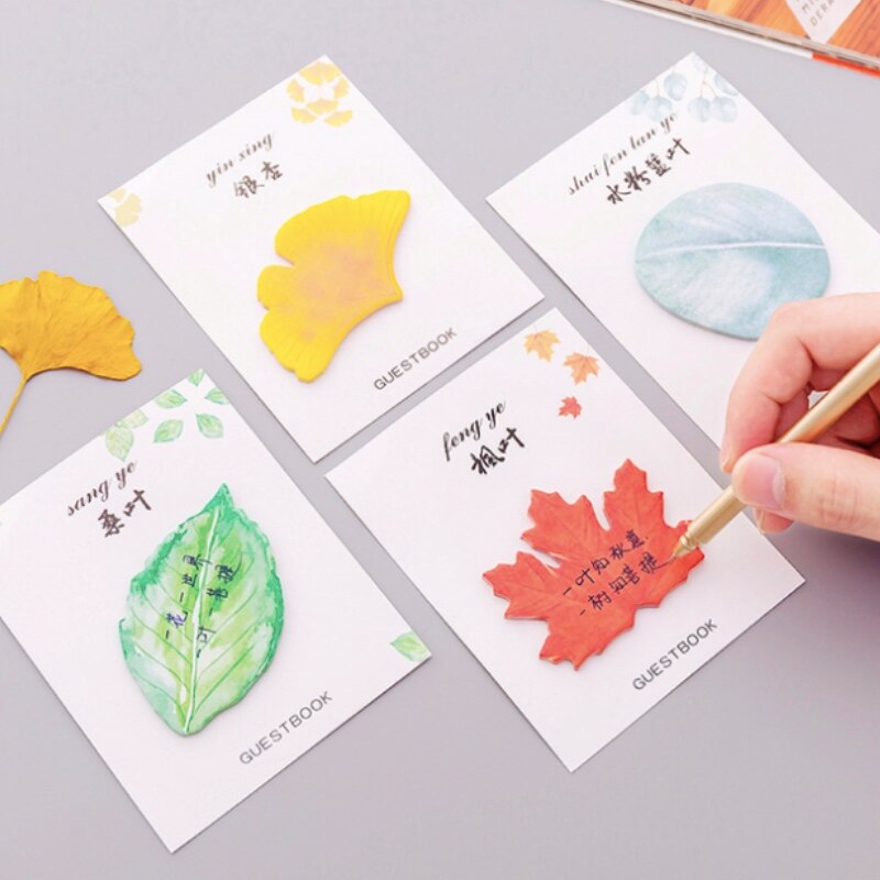 Cute and small fresh leaves post-it note simulation leaf note post N times post message post