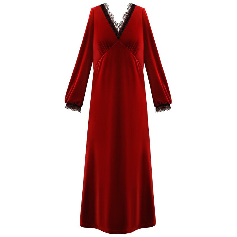 Camisones Vintage de terciopelo para mujer, bata de manga larga cálida de invierno, vestido de noche victoriano romántico, ropa de dormir de princesa