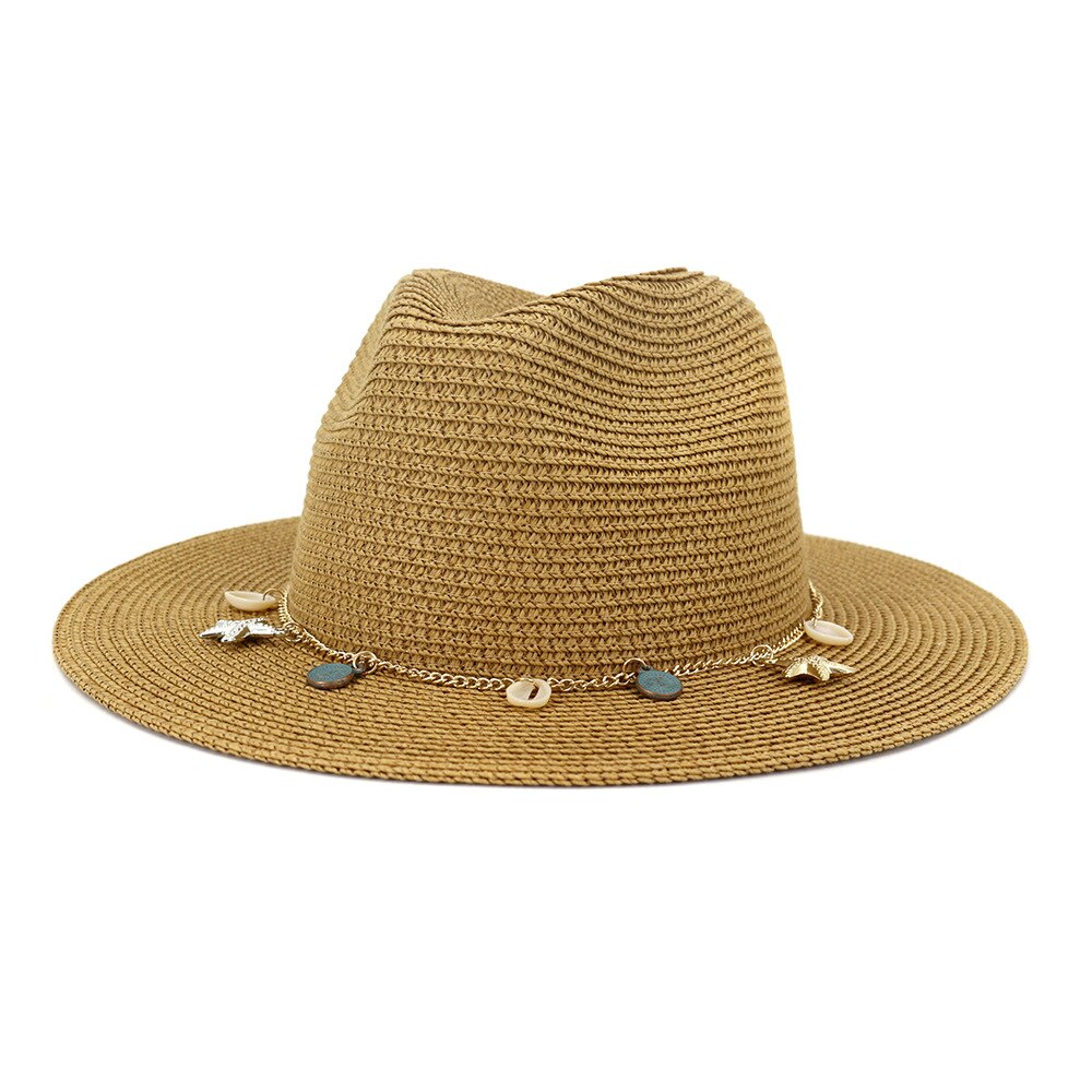 HOAREE-chapeau de Panama blanc pour femmes, chapeau d'été en paille à large bord pour femmes, HatsTravel, Style britannique, flambant neuf: Kaki