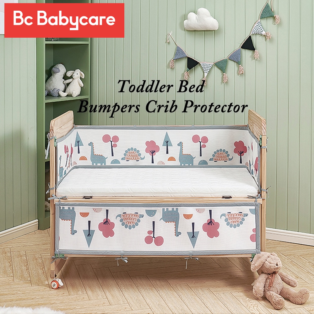 Bc Babycare Peuter Bed Bumpers Dieren Print Ademend Dikker Mesh Bumper Crib Protector Cot Pasgeborenen Bedding Set Room Decor