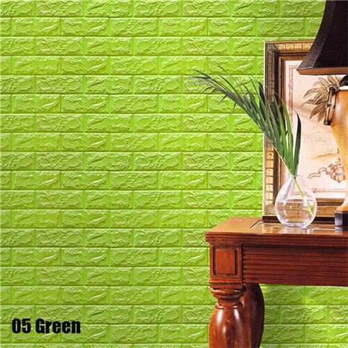3D Wall Stickers Imitation Brick Bedroom Decor Waterproof Self-adhesive Wallpaper For Living Room Kitchen TV Backdrop Decor92915: Green