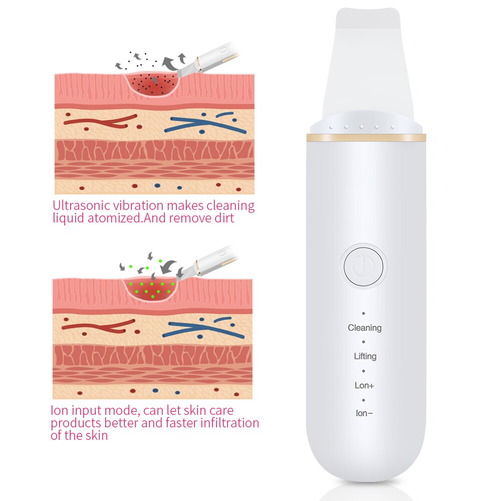 Piel ultrasónica máquina facial depuradora de limpieza removedor profundo espinilla cara blanqueamiento de tierra arrugas, manchas reducir