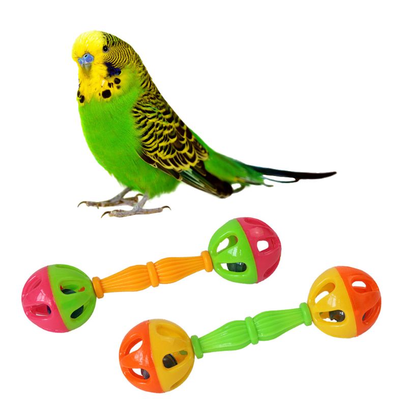 2 Pcs Vogel Papegaai Speelgoed Rammelaar Vogels Leuke Oefening Plastic Tweekoppige Bell Huisdier Speelgoed