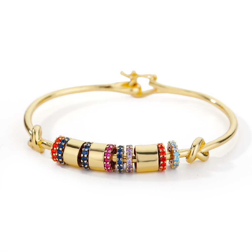 Bohemen Roestvrij Stalen Armband Voor Vrouwen Gekleurde Zirkoon Bangle Boho Mode-sieraden Bijoux Femme: Default Title