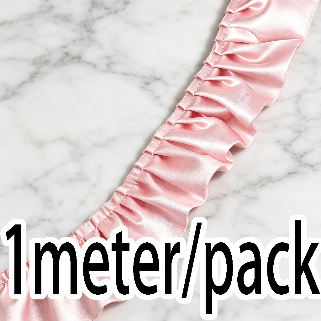 (1 Meter/Rolle) 5,5cm Doppellagige Spitzenrüsche Prinzessinnenrock-Accessoire Handgefertigtes DIY Komfortabler Stoff: Rosa