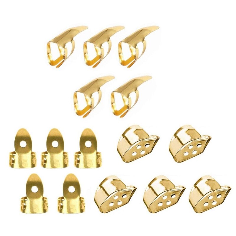TopPlectrums Set Gitaar Duim Vinger Picks Inclusief 15 Stuks Duim En Vinger Picks (3 Soorten) met Opbergdoos